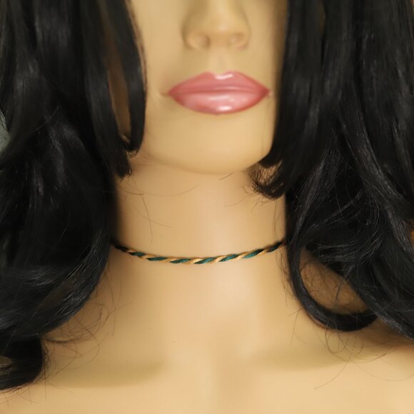 Brown Green Thread Necklace Choker Adjustable Length Twisted Design Chokers (#91 - Picture 5 of 12